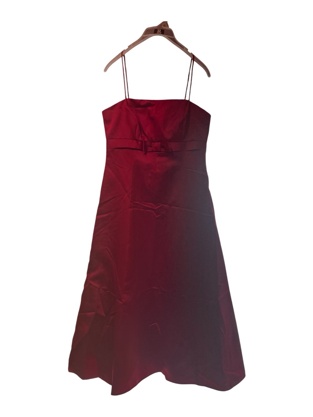 David’s Bridal Satin Dress in Vibrant Burgundy Size 6 NWT